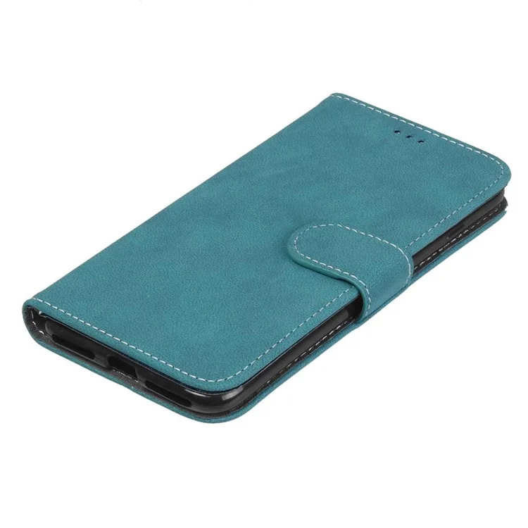 Vintage Matte Leather Flip Stand Cover for iPhone 8 Plus / 7 Plus 2016 - Blue