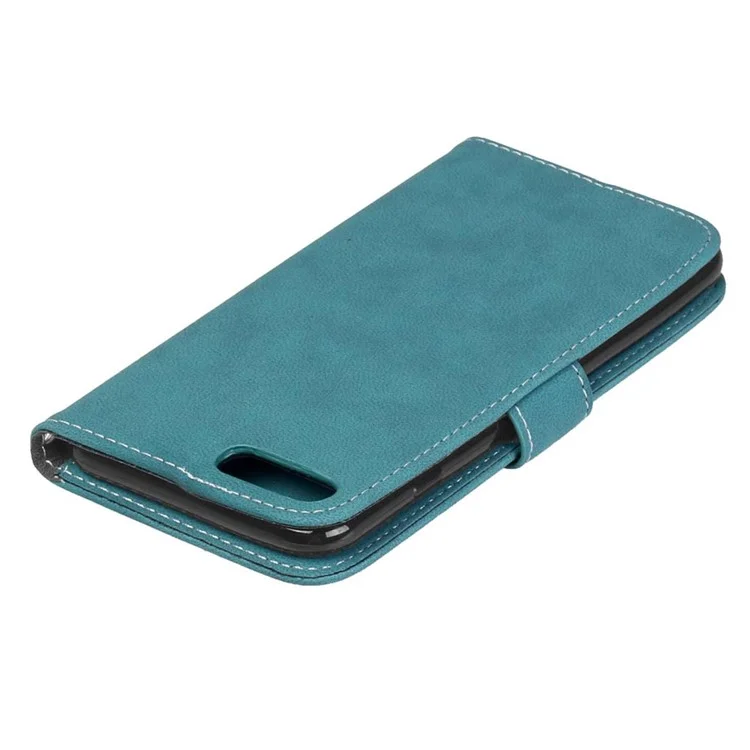 Vintage Matte Leather Flip Stand Cover for iPhone 8 Plus / 7 Plus 2016 - Blue