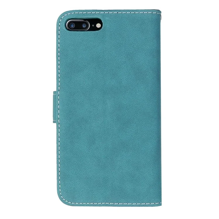Vintage Matte Leather Flip Stand Cover for iPhone 8 Plus / 7 Plus 2016 - Blue