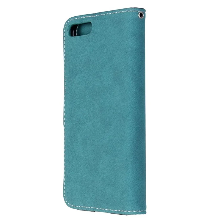 Vintage Matte Leather Flip Stand Cover for iPhone 8 Plus / 7 Plus 2016 - Blue