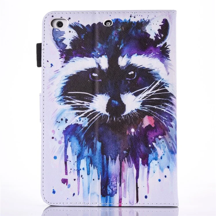 Printing Pattern Leather Multi-functional Cover with SIM/Credit Card Slots for iPad Mini 4 3 2 1 - Raccoon
