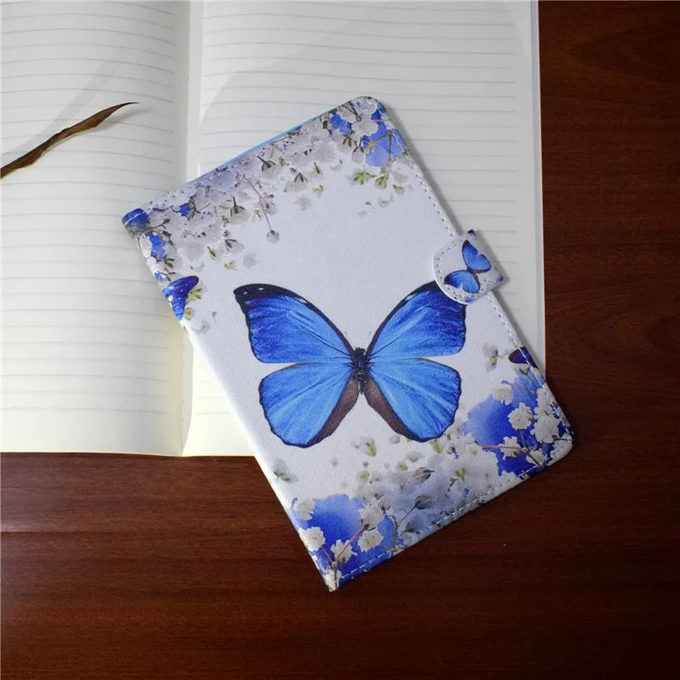 For iPad Air 2 Patterned Leather Wallet Tablet Cover Case - Butterfly and Flowers