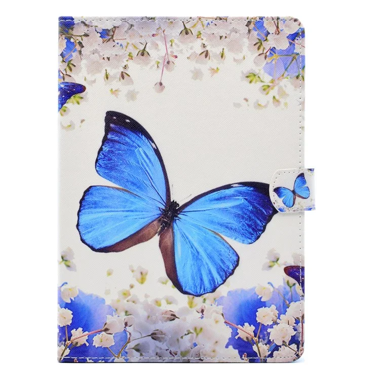 For iPad Air 2 Patterned Leather Wallet Tablet Cover Case - Butterfly and Flowers