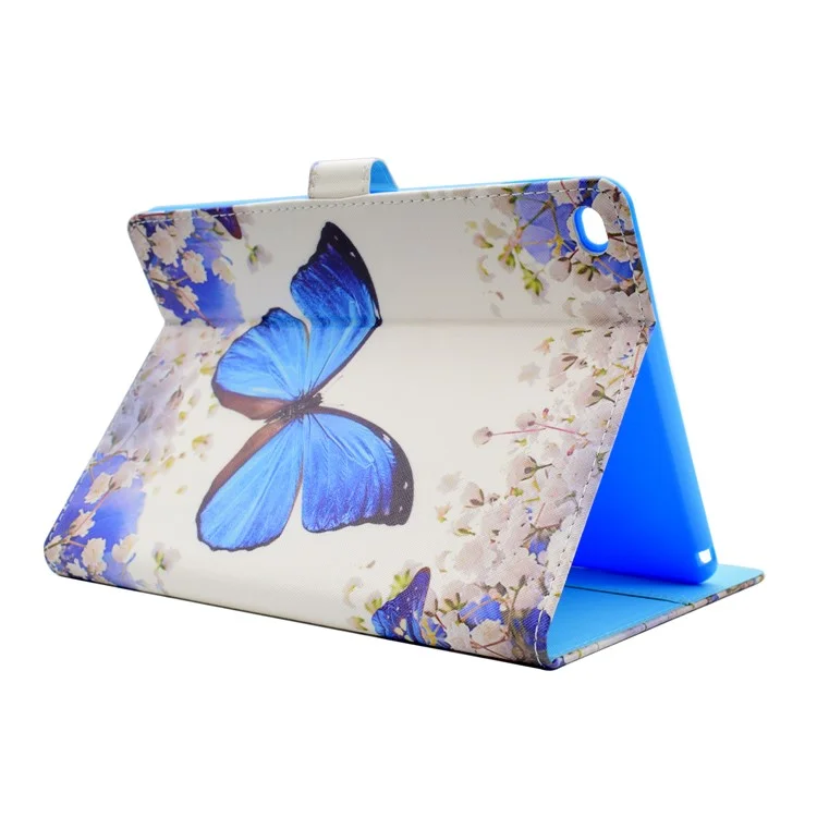 For iPad Air 2 Patterned Leather Wallet Tablet Cover Case - Butterfly and Flowers
