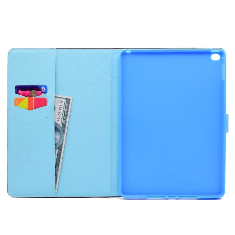 For iPad Air 2 Patterned Leather Wallet Tablet Cover Case - Butterfly and Flowers