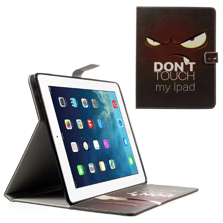 Double Sides Pattern Printing Leather Wallet Stand Case for iPad 4/3/2 - Do Not Touch My Phone