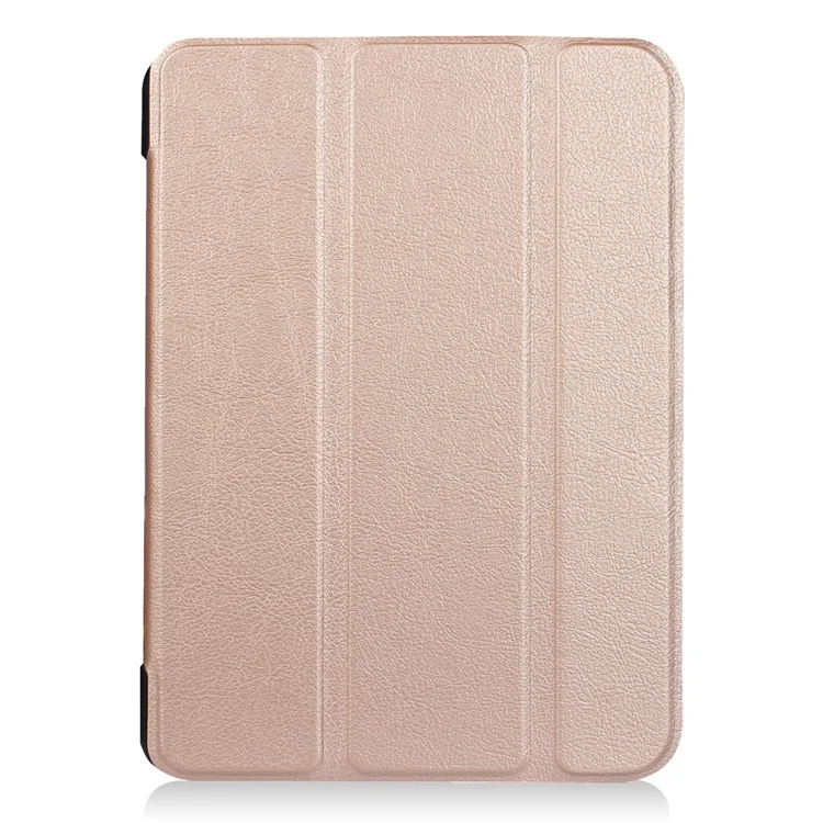 For iPad 9.7 (2018) / 9.7 (2017) Tri-fold Stand Lightweight Full Protection Smart Leather Tablet Case Cover - Rose Gold