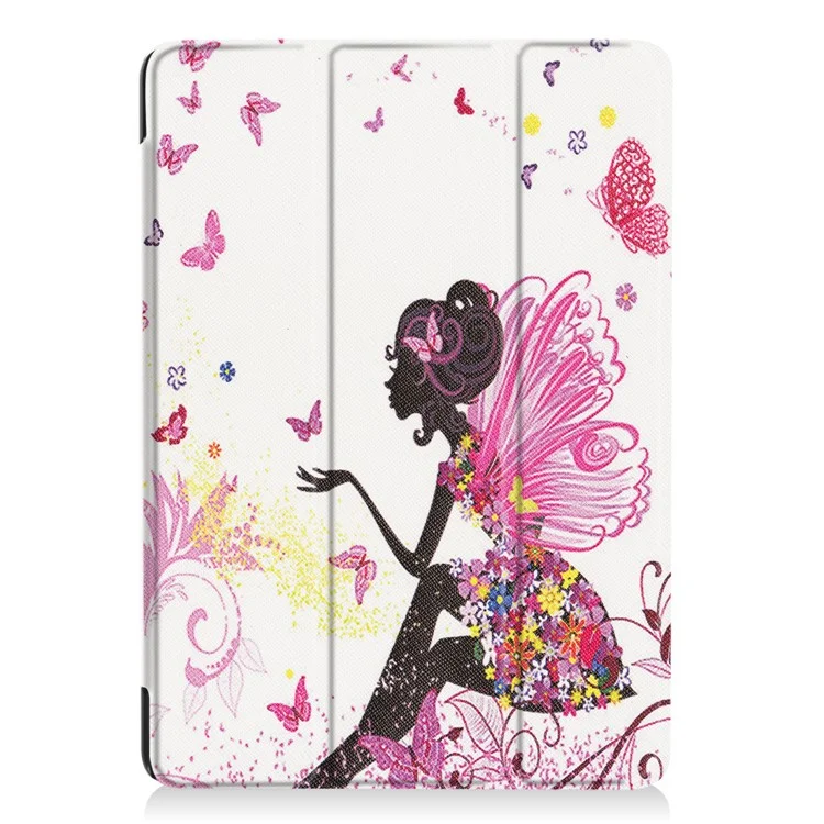 Tri-fold Stand Leather Case Pattern Printing Smart Wake/Sleep Design for iPad 9.7 (2018) / 9.7 (2017) - Flowered Fairy