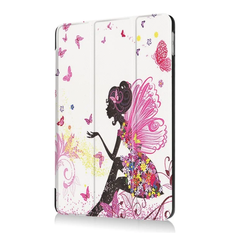 Tri-fold Stand Leather Case Pattern Printing Smart Wake/Sleep Design for iPad 9.7 (2018) / 9.7 (2017) - Flowered Fairy