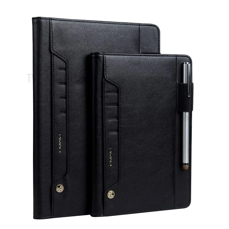 CMAI2 Leather Flip Cover Case with Photo/Card Slots for iPad Air 2 - Black