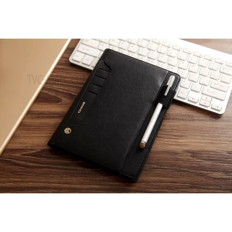 CMAI2 Leather Flip Cover Case with Photo/Card Slots for iPad Air 2 - Black