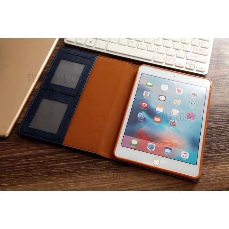 CMAI2 Leather Flip Cover Case with Photo/Card Slots for iPad Air 2 - Black