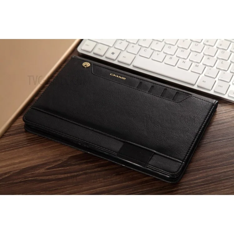 CMAI2 Leather Flip Cover Case with Photo/Card Slots for iPad Air 2 - Black