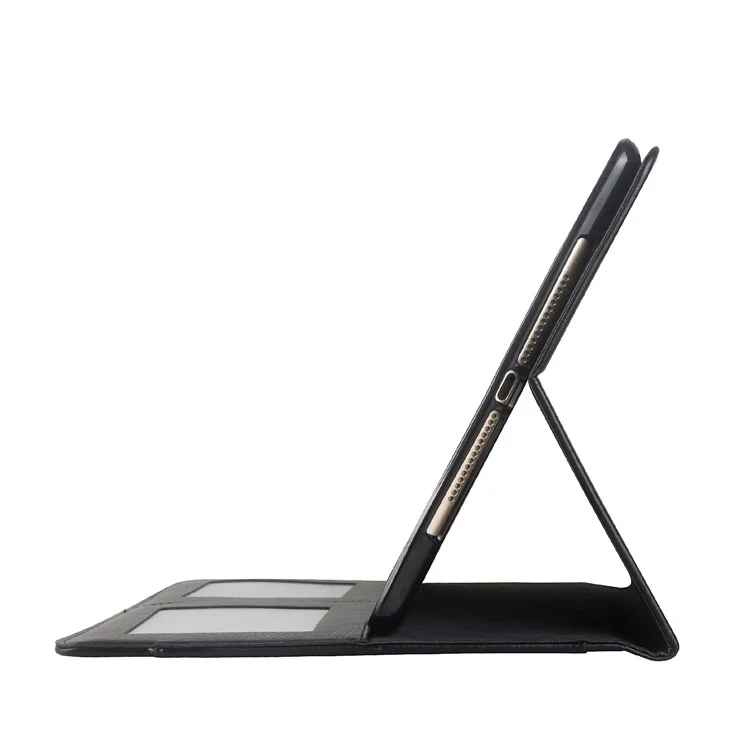 CMAI2 Leather Flip Cover Case with Photo/Card Slots for iPad Air 2 - Black