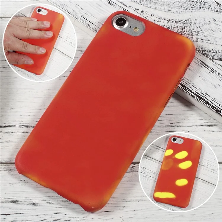 Thermal Sensor Fluorescent Color Changing TPU Back Cover for iPhone 8 / 7 4.7 inch - Red