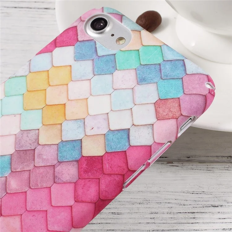 Matte Finish Embossed PC Back Case for iPhone 8 / 7 - Colorful Mermaid Scale