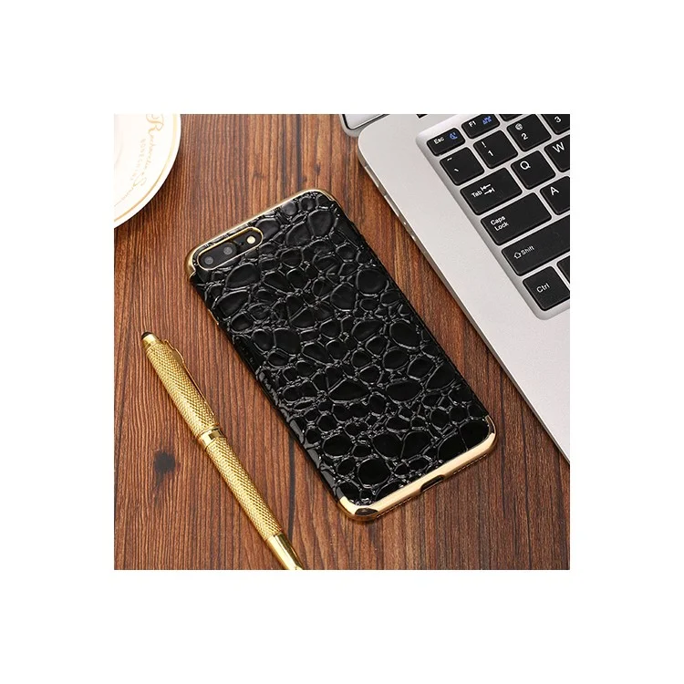 SULADA Crocodile Texture Plating  Soft TPU Mobile Phone Cover for iPhone 8 Plus / 7 Plus 5.5 inch - Black