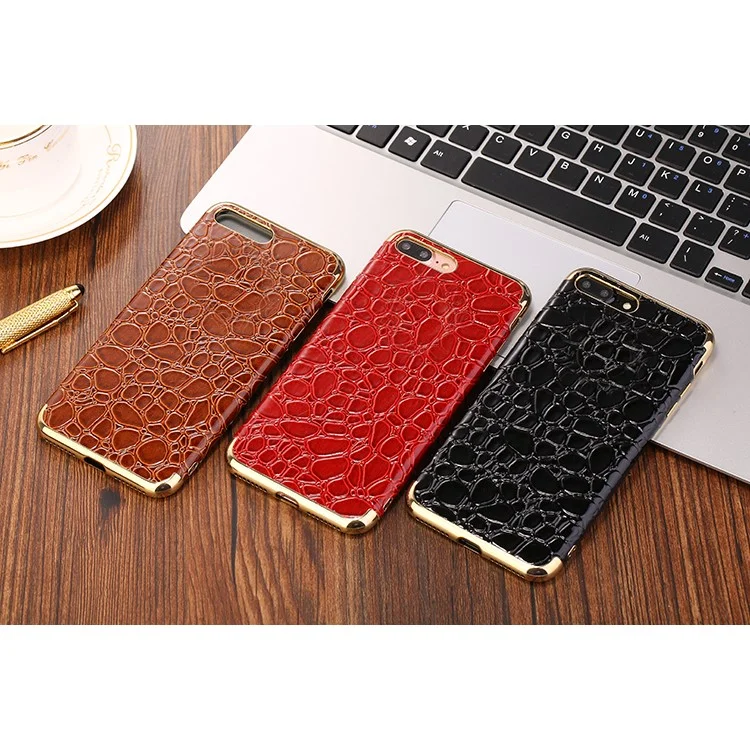 SULADA Crocodile Texture Plating  Soft TPU Mobile Phone Cover for iPhone 8 Plus / 7 Plus 5.5 inch - Black