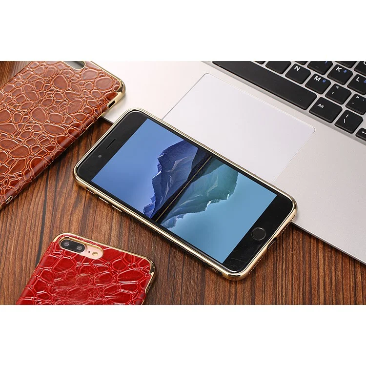 SULADA Crocodile Texture Plating  Soft TPU Mobile Phone Cover for iPhone 8 Plus / 7 Plus 5.5 inch - Black