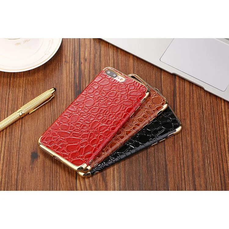 SULADA Crocodile Texture Plating  Soft TPU Mobile Phone Cover for iPhone 8 Plus / 7 Plus 5.5 inch - Black