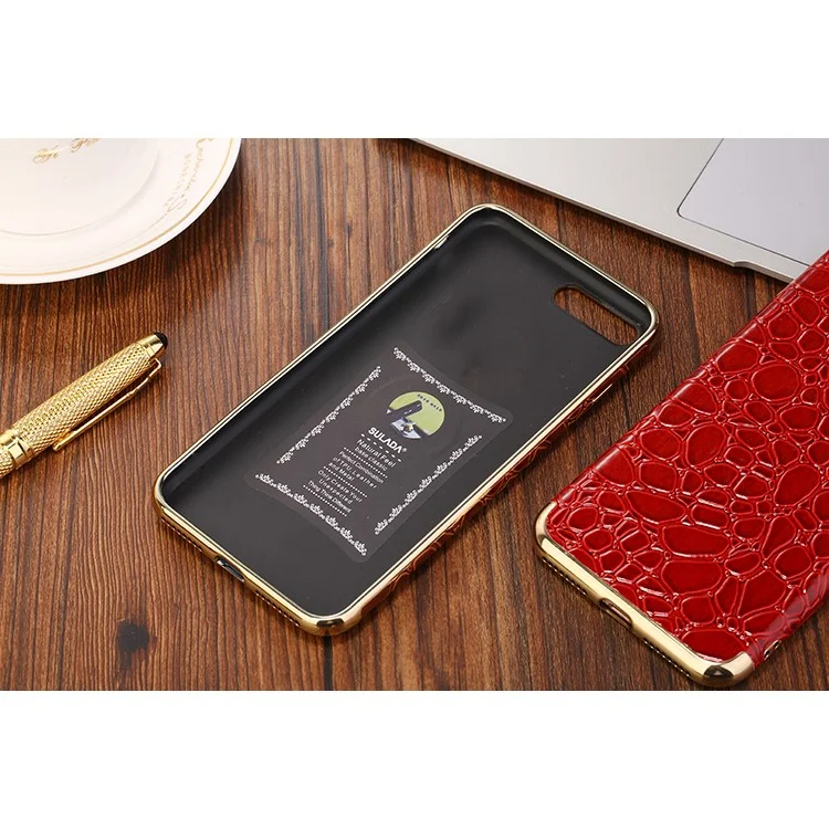 SULADA Crocodile Texture Plating  Soft TPU Mobile Phone Cover for iPhone 8 Plus / 7 Plus 5.5 inch - Black