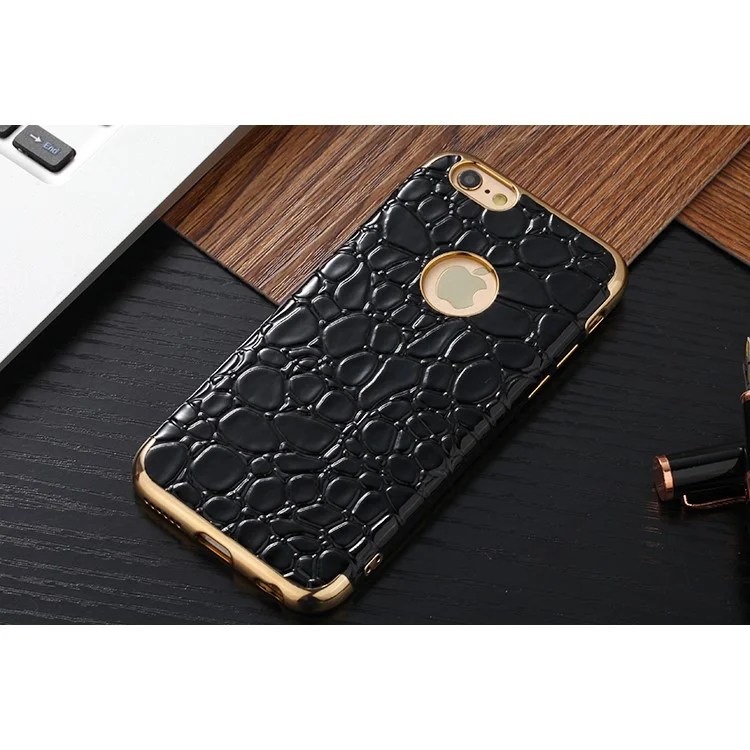 SULADA Crocodile Texture Plating  Soft TPU Cellphone Cover for iPhone 6s/6 4.7 Inch - Black