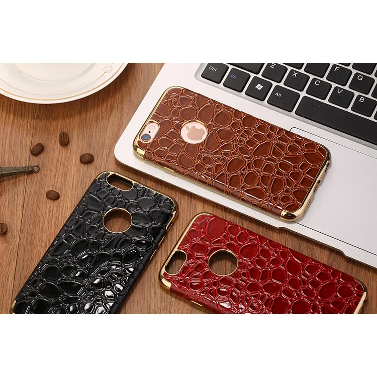 SULADA Crocodile Texture Plating  Soft TPU Cellphone Cover for iPhone 6s/6 4.7 Inch - Black