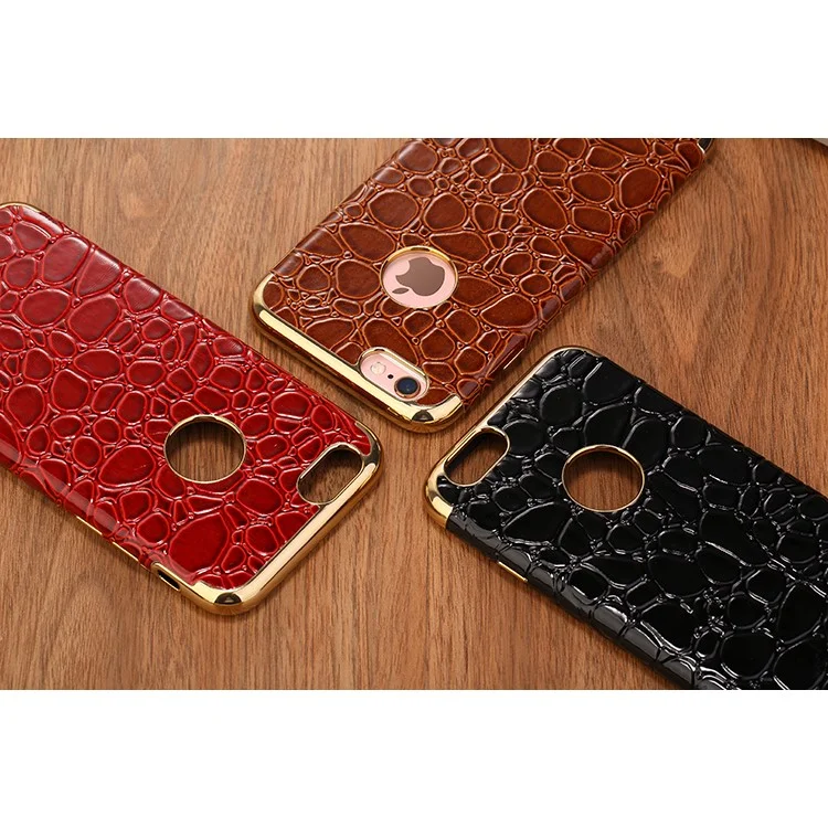 SULADA Crocodile Texture Plating  Soft TPU Cellphone Cover for iPhone 6s/6 4.7 Inch - Black