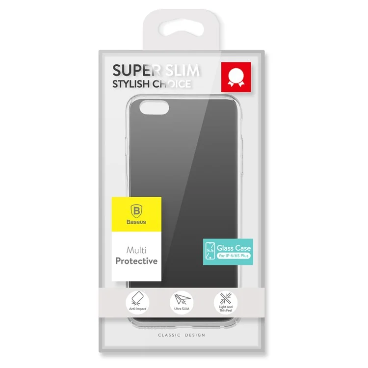 BASEUS Glass Case Gradual Changing Color PC Hard Casing for iPhone 6s Plus / 6 Plus 5.5 inch - Mirror Black
