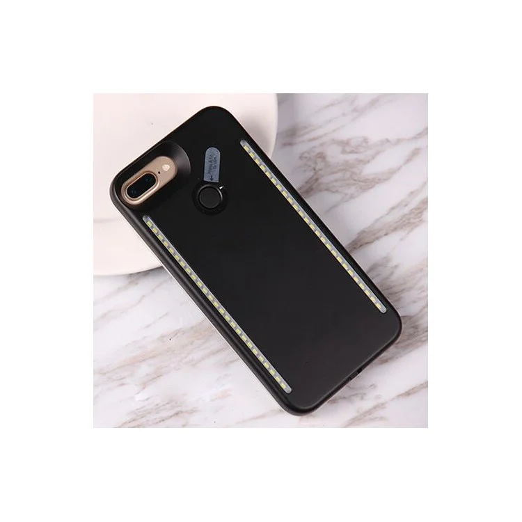 LED Illuminated Selfie Case for iPhone 8 Plus / 7 Plus / 6s Plus / 6 Plus (Plastic + TPU) - Black