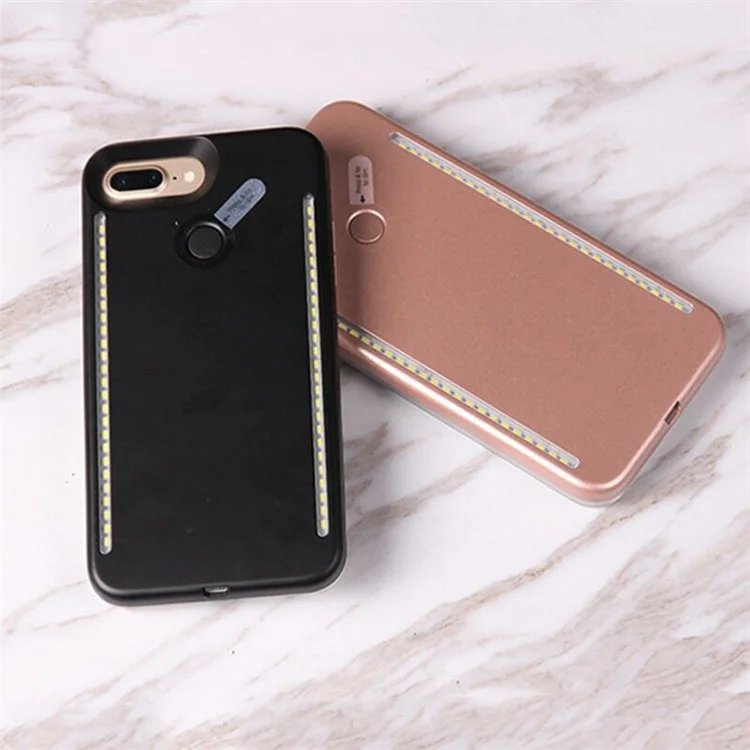 LED Illuminated Selfie Case for iPhone 8 Plus / 7 Plus / 6s Plus / 6 Plus (Plastic + TPU) - Black