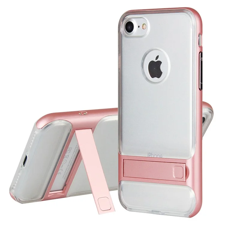 ELEGANCE TPU Plastic Hybrid Phone Shell with Kickstand for iPhone 8 / iPhone 7 4.7 inch - Rose Gold