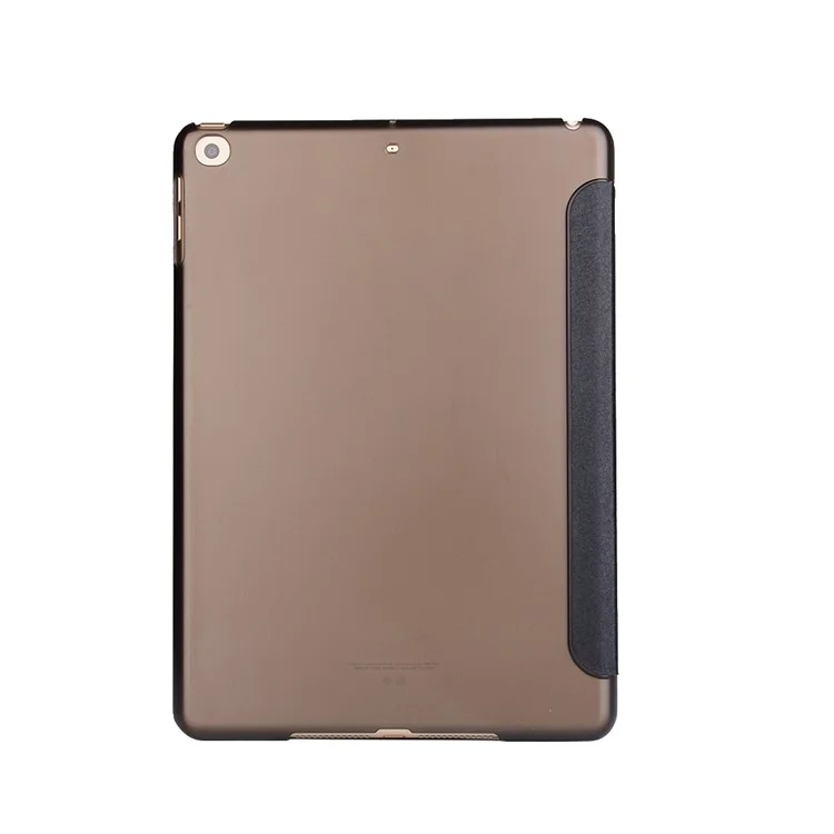 Seidenstruktur Tri-Fold-Ständer Intelligentes Erwachen Lederhülle für iPad 9.7 (2018) / 9.7 (2017) - Schwarz