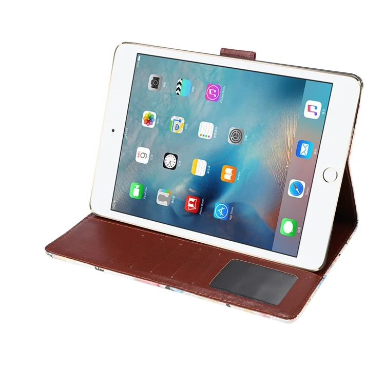 Smart Leather Case Flowers Cloth Skin Cover Card Holder Wallet for iPad Pro 9.7 inch / Air 2 / Air - White Background