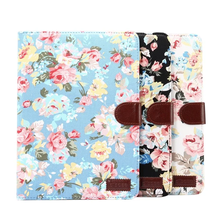 Smart Leather Case Flowers Cloth Skin Cover Card Holder Wallet for iPad Pro 9.7 inch / Air 2 / Air - White Background