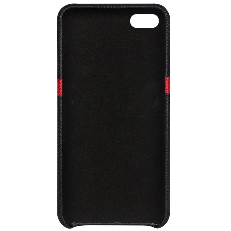 QIALINO Red V-shape Card Slot Cowhide Leather Coated PC Cover for iPhone 6s Plus / 6 Plus - Black