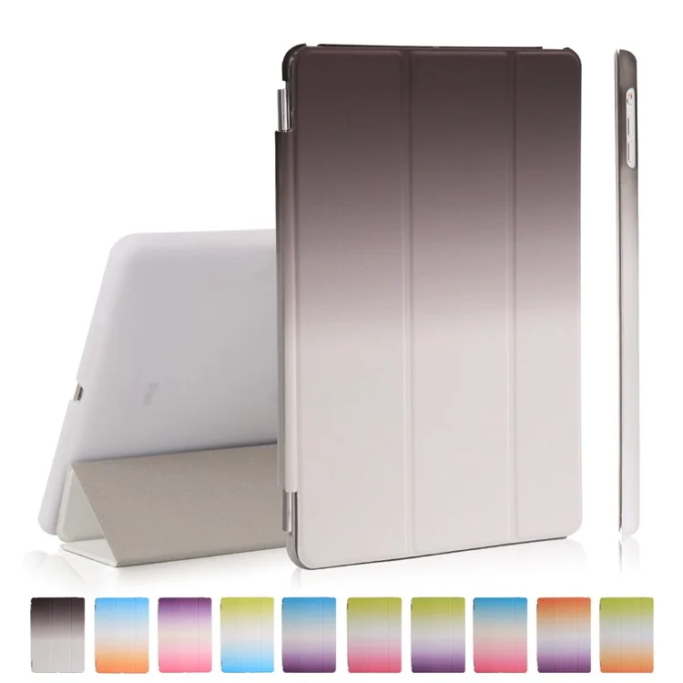 For iPad 9.7 (2018) / 9.7 (2017) Rainbow Color Leather Smart Cover + Back PC Companion Case - Black / White