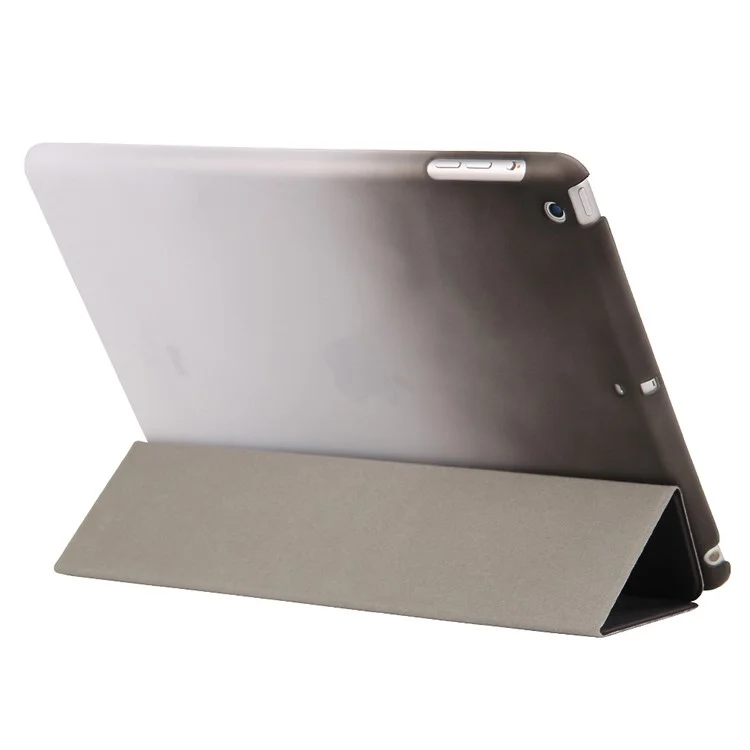 For iPad 9.7 (2018) / 9.7 (2017) Rainbow Color Leather Smart Cover + Back PC Companion Case - Black / White
