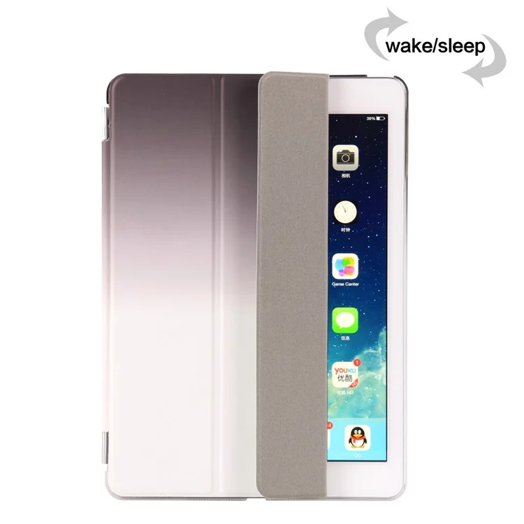 For iPad 9.7 (2018) / 9.7 (2017) Rainbow Color Leather Smart Cover + Back PC Companion Case - Black / White