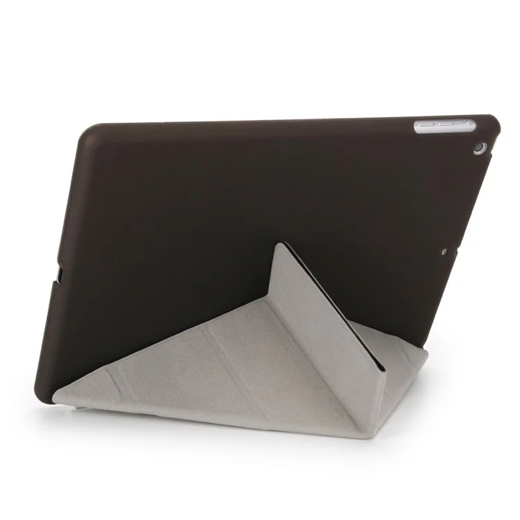2-in-1 for iPad 9.7 (2018) / 9.7 (2017) Origami Stand Smart Leather Cover + Companion Plastic Case - Black