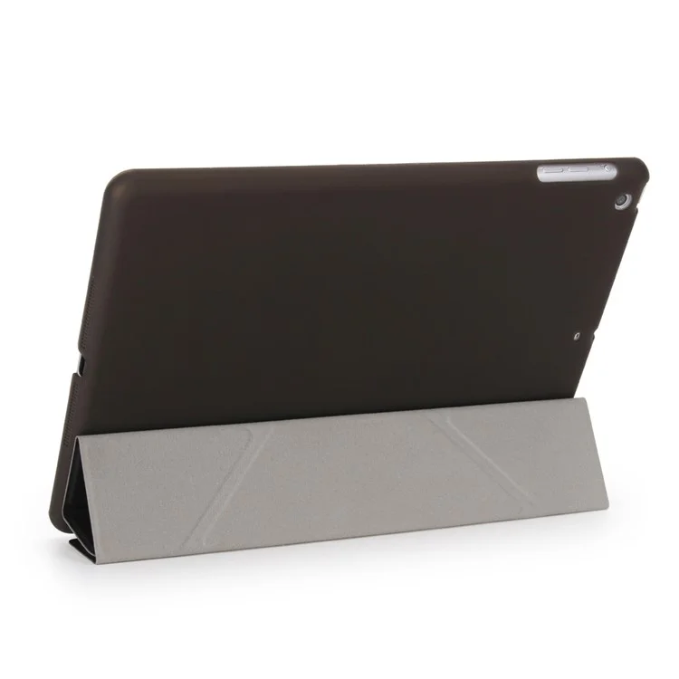 2-in-1 for iPad 9.7 (2018) / 9.7 (2017) Origami Stand Smart Leather Cover + Companion Plastic Case - Black