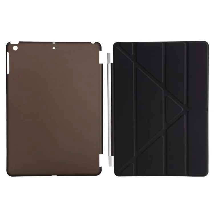 2-in-1 for iPad 9.7 (2018) / 9.7 (2017) Origami Stand Smart Leather Cover + Companion Plastic Case - Black