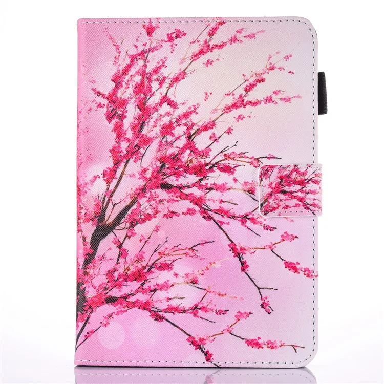 For iPad 9.7 (2018) / 9.7 (2017) Pattern Printing Leather Card Holder Tablet Case - Plum Blossom