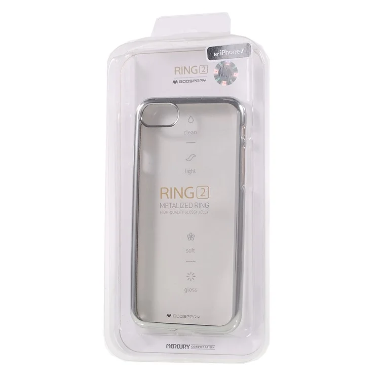 MERCURY GOOSPERY Ring 2 Case Electroplating TPU Clear Cover for iPhone 8 / 7 4.7 inch - Silver