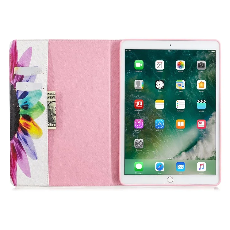 Modèle D'impression PU en Cuir PU Couvercle de Support Pour Ipad Air 10.5 (2019) / Pro 10.5-pouces (2017) - Pétales Colorés