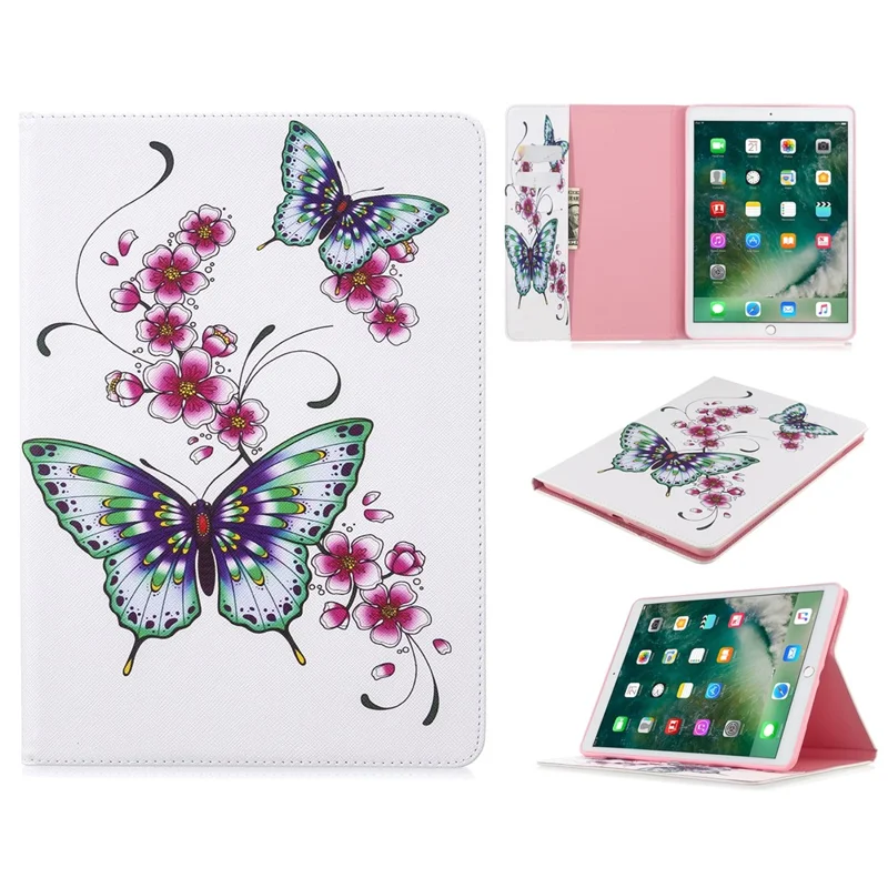 Pattern Printing PU Leather Wallet Cover Case for iPad Air 10.5 (2019) / Pro 10.5-inch (2017) - Butterflies and Flowers