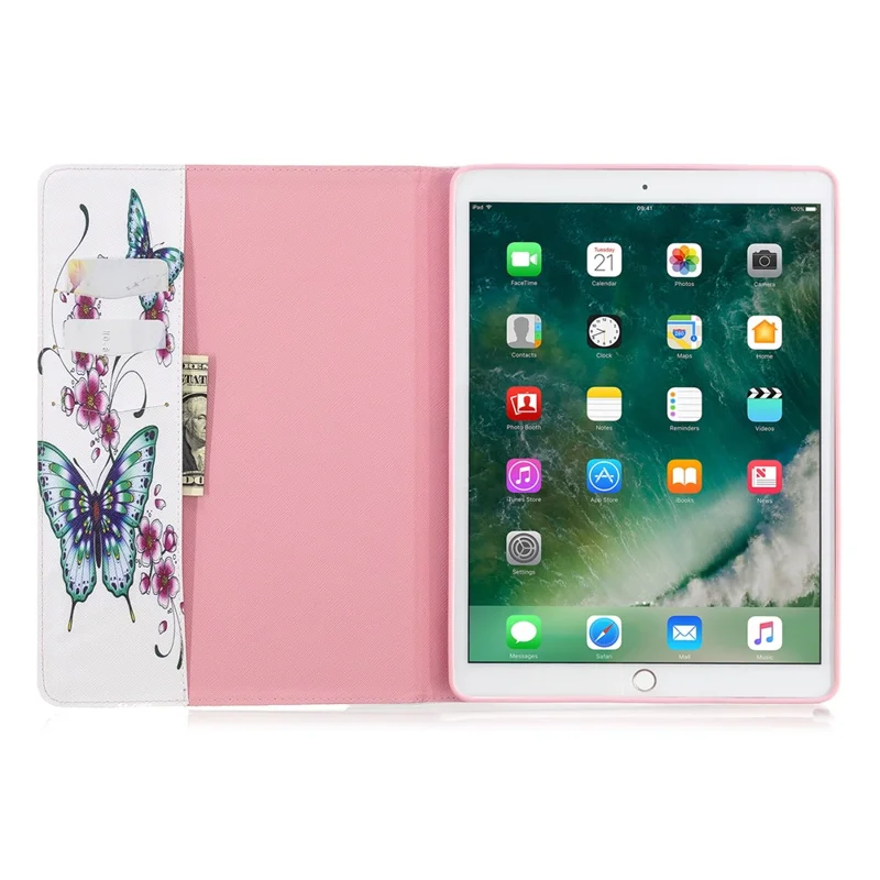 Pattern Printing PU Leather Wallet Cover Case for iPad Air 10.5 (2019) / Pro 10.5-inch (2017) - Butterflies and Flowers
