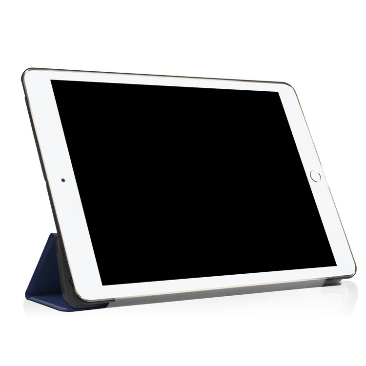 For iPad Pro 10.5 inch (2017)/Air 10.5 inch (2019) Slim Shockproof Case Tri-fold Stand PU Leather Tablet Cover Protector - Dark Blue