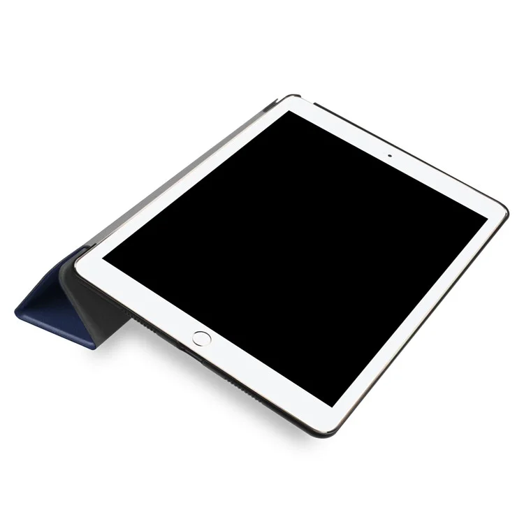 For iPad Pro 10.5 inch (2017)/Air 10.5 inch (2019) Slim Shockproof Case Tri-fold Stand PU Leather Tablet Cover Protector - Dark Blue
