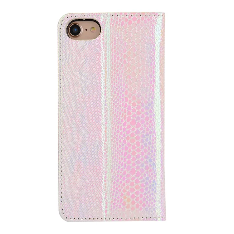Fancy Snake Texture Card Holder Leather Protective Phone Case for iPhone 8 / 7 4.7 inch - Pink